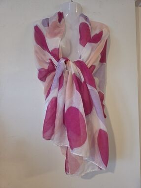 Steve Madden Pink and Lavender Heart Print Scarf/Wrap